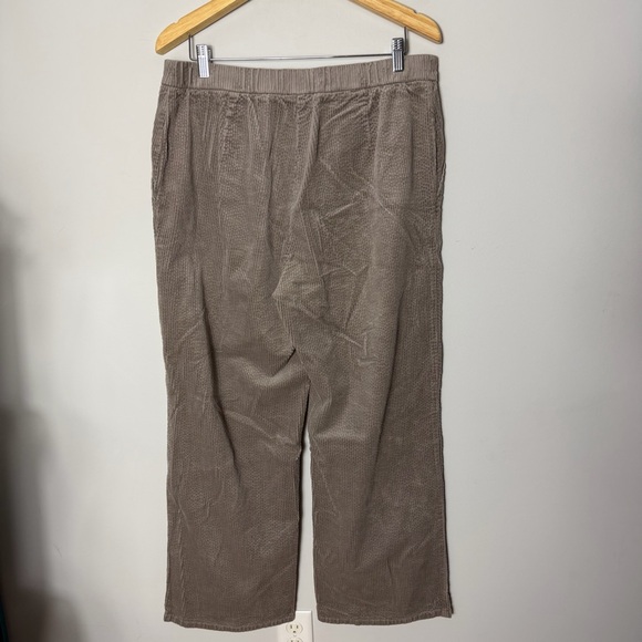 Eileen Fisher Organic Cotton Wide Leg Corduroy Pants Taupe Large - Picture 10 of 11